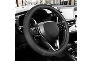 SEG Direct Car Steering Wheel Cover for F-150 Tundra Range Rover 15.5-16 inch, Black Microfiber Leather