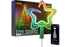 Twinkly Tree Topper, Bright Christmas Tree Topper, Star Topper with 76 Mappable RGB LEDs, USB Type C, Smart Multicolor LED Lights, Compatible with Alexa and Google Home, App Mapping