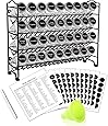 SWOMMOLY Spice Rack Organizer with 36 Empty Square Spice Jars, 396 Spice Labels with Chalk Marker and Funnel Complete Set, for Countertop, Cabinet or Wall Mount