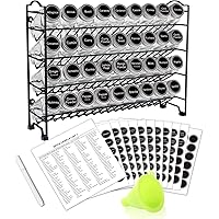 SWOMMOLY Spice Rack Organizer with 36 Empty Square Spice Jars, 396 Spice Labels with Chalk Marker and Funnel Complete…