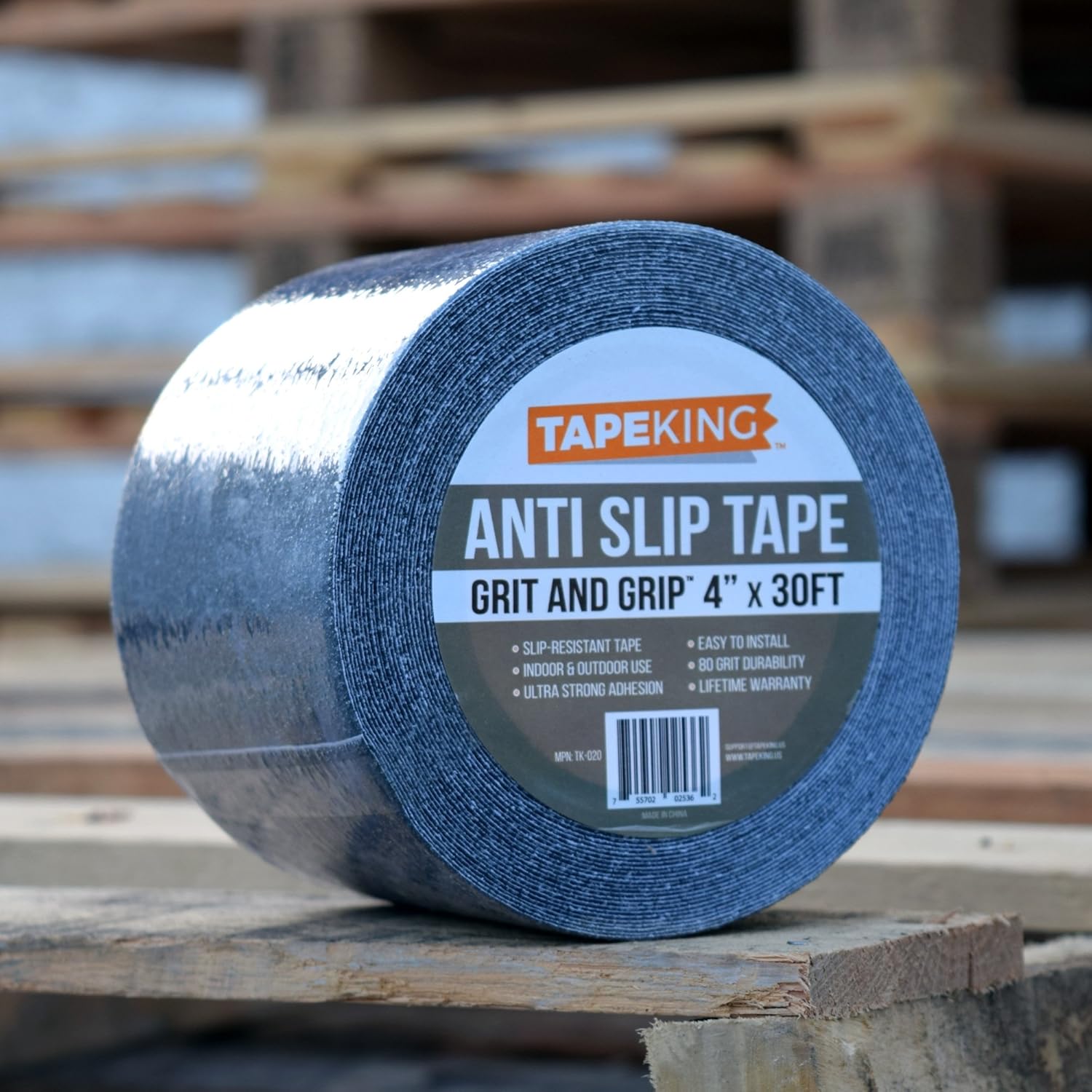 Tape King Anti-Slip Tape - Traction for Stairs, Steps, Ramps, Treads - Cut to Fit, Safety for Indoor or Outdoor Applications - Black Tape - 80 Grit Aluminum Oxide - 4 Inch x 30 Foot Roll - - 