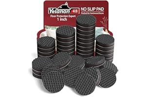 Yelanon Non Slip Furniture Pads -48 pcs 1" Furniture Grippers, Non Skid for Furniture Legs,Self Adhesive Rubber Furniture Feet, Anti Slide Hardwood Floor Protector for Keep Furniture Stoppers