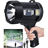 Sigoobal Rechargeable Spotlight,99,000 LM Super Bright Handheld Spot Light LED Flashlight High Lumens,Powered Spotlight Large Searchlight Outdoor with Solar Panels & COB Light for Boat Camping Hunting