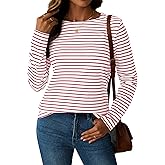 LilyCoco Womens Striped Long Sleeve Shirt Boat Neck Tops Breton Loose Fit Tshirt