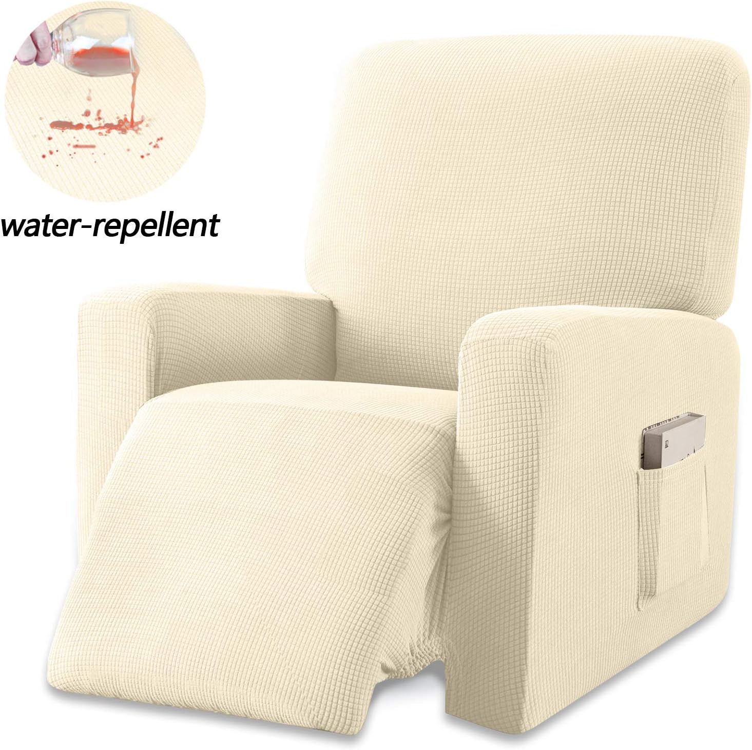 Water-Repellent Recliner Chair Cover - Non-Slip, Stretch Fit, Quilted Polyester