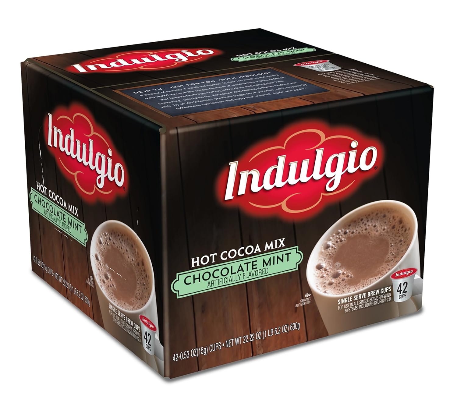 Indulgio Chocolate Mint Hot Cocoa Single Serve K-cup, 42 Count (Compatible with 2.0 Keurig Brewers)