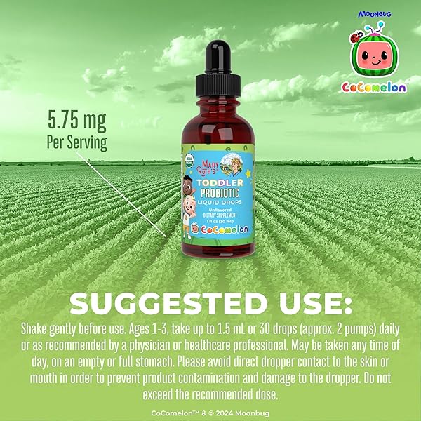 MARYRUTH’S ORGANIC TODDLER PROBIOTIC LIQUID DROPS | KIDS PROBIOTICS FOR AGES 1-3 | 5 PROBIOTIC STRAINS | 150 MILLION CFU PER SERVING | USDA ORGANIC | SUGAR FREE | VEGAN | GLUTEN FREE | 1 FL O