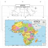 Africa Map Poster for Kids - 2-Sided Laminated 8.5x11, Countries Capitals &amp; Geographic Features with Blank Practice Map, Color-Coded Regions, Classroom Homeschool Geography
