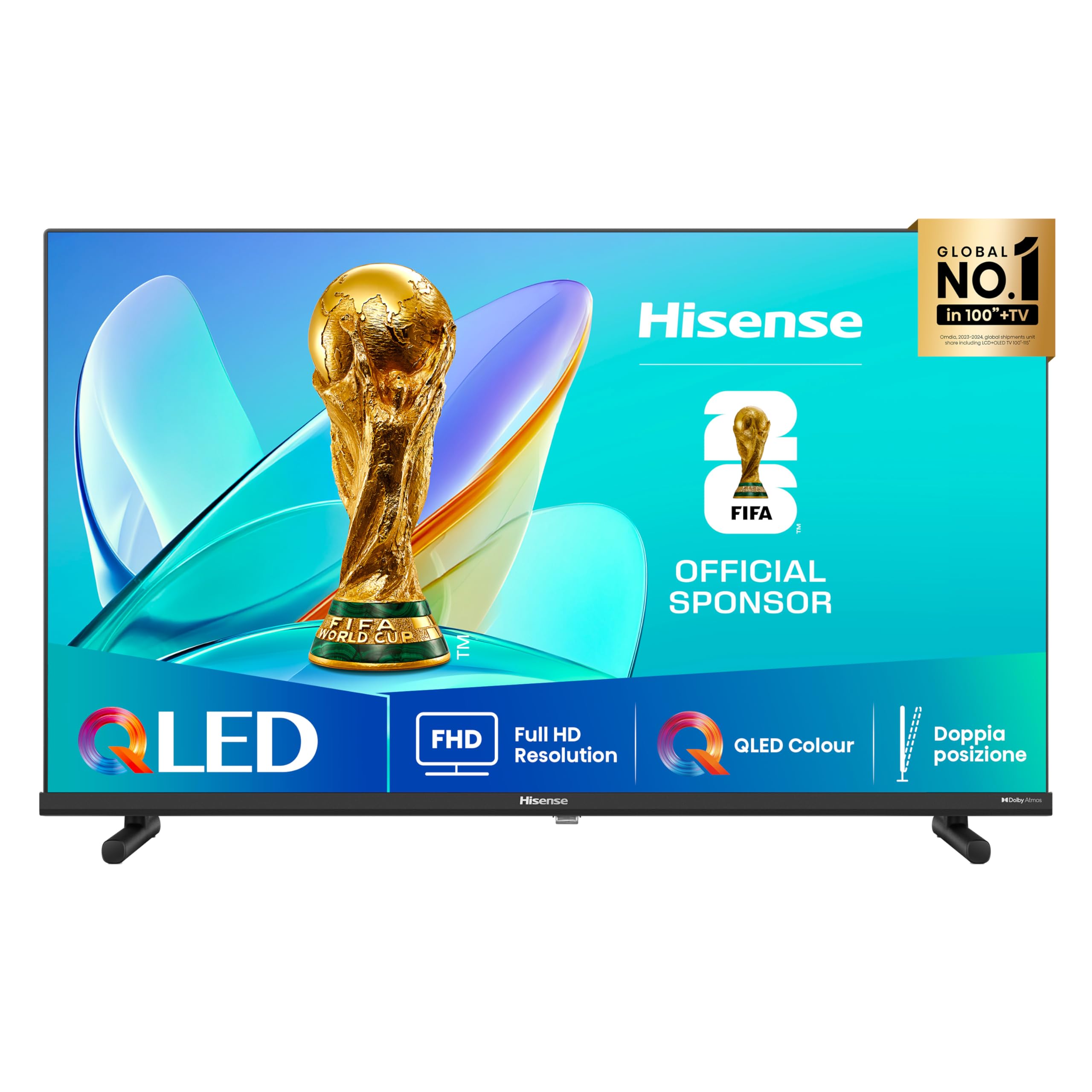 Hisense TV 40" QLED Full HD 2025 40E53QT, Smart TV VIDAA U8, HDR10, Game Mode, Dolby Atmos, Works with Alexa, Tuner DVB-T2/S2 HEVC 10, lativù, 40'', 2025 QLED