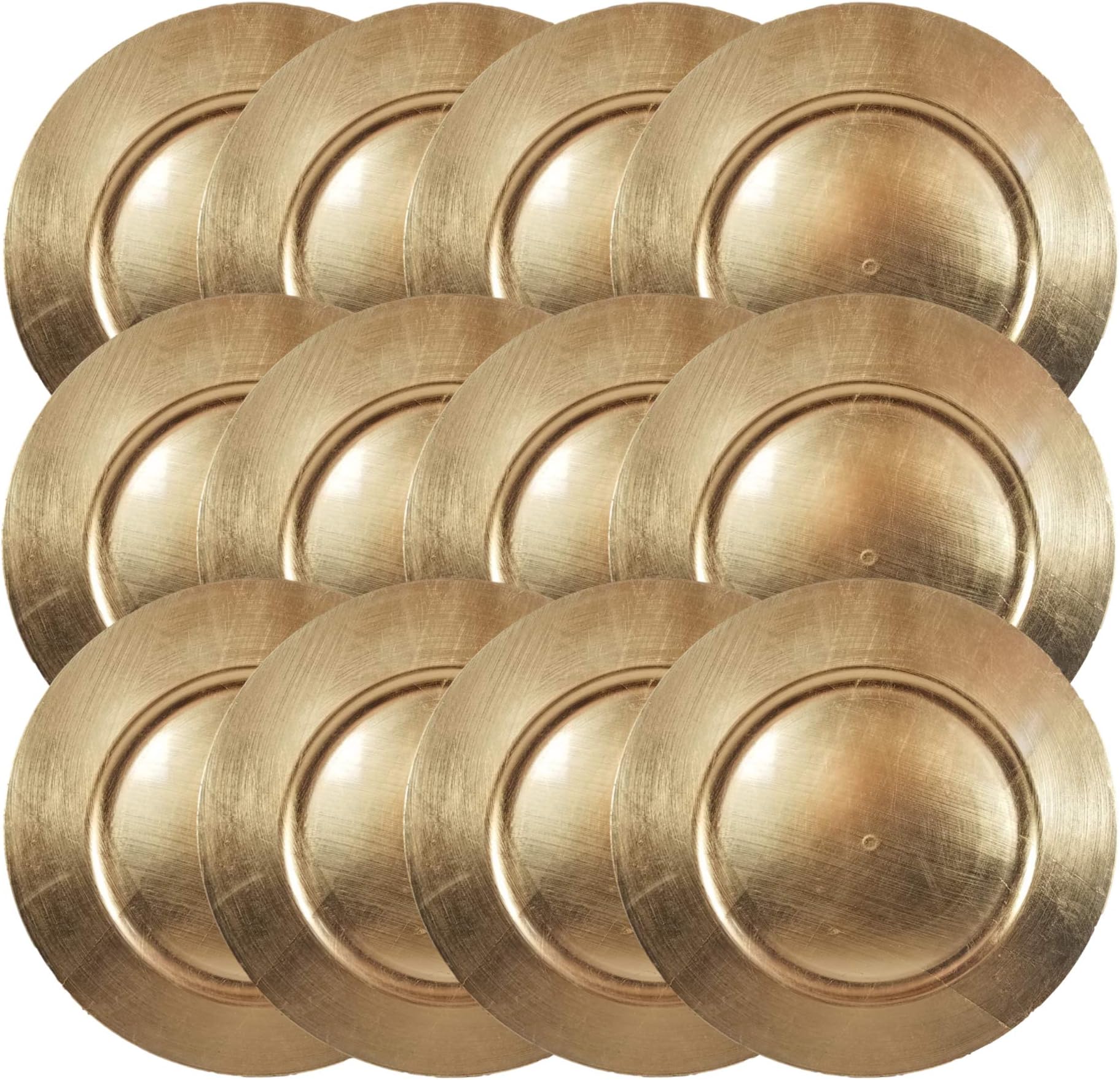 Round Decorative Charger Plates, 13 inches, Set of 12, for Dining Table or Décor (Gold)