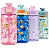 Ello Pop & Fill 16oz Tritan Plastic Kids Water Bottle with Quick Fill Lid | BPA Free Reusable Bottle with Leak Proof Straw and Chug Lid, Dishwasher Safe, Gift For Kids, Royal Palace