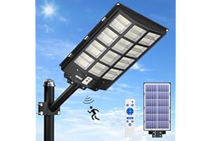 JAYNLT Y-6000W Solar Street Lights Outdoor, 600000LM 6500K Powerful Solar Parking Lot Lights Commercial, Duks to Dawn Solar Flood Lights Outdoor with Motion Sensor for Yards, Driveways