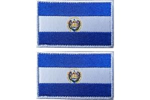 EmWoot 2PCS EI Salvador Flag Patch Embroidered Morale Patch Military Tactical Patches Hook and Loop