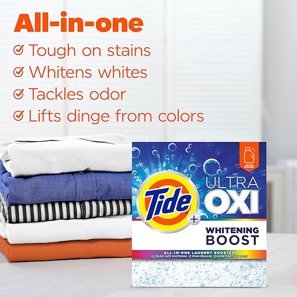 TIDE ULTRA OXI WHITENING BOOST, ALL IN ONE LAUNDRY BOOSTER, COLOR SAFE WHITENING, STAIN AND ODOR FIGHTER, 66 LOADS, 57 OZ