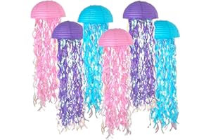 ADLKGG Pink Purple Blue Hanging Jelly Fish Paper Lanterns, Gradient Colorful Paper Lanterns for Mermaid Theme Party Under The Sea Ocean Birthday Decorations Baby Shower Baby Room
