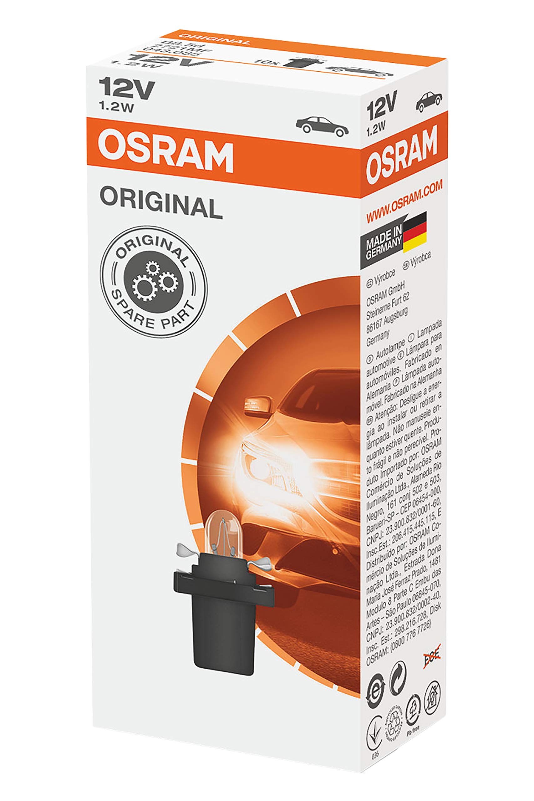 OSRAM 286T 2721MF B8.5D Bulb 12 V 1.2 W