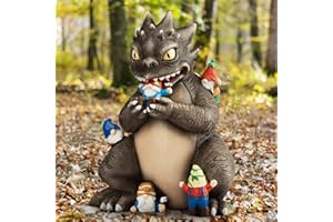 Grovind Garden Decor Statue, Dinosaur Eating Gnomes Garden Statues Outdoor Decor, Funny Monster Gnome Figurine Outside Clearance for Patio Yard Decorations - Gardening Gift for Christmas Mom Dad