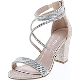 TOP Moda Dressy/Formal Sandals High Heel Ankle Strap Open Toe Sandals,Champagne,10