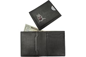 HERO'S ID Leather Bat Wallet - Bifold wallet Man Woman, Superhero Mask - Slim Card Holder, Bat ID Heroic wallet- Unique Holiday Gift Birthday, Anniversary, for Dad, Husband, Boyfriend, Wife (Bifold Embossed)