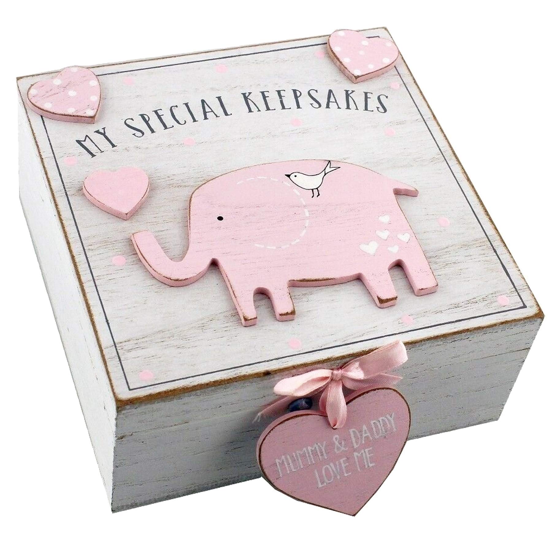 My Special Keepsakes Box MDF New Baby Gift White and Pink 8783