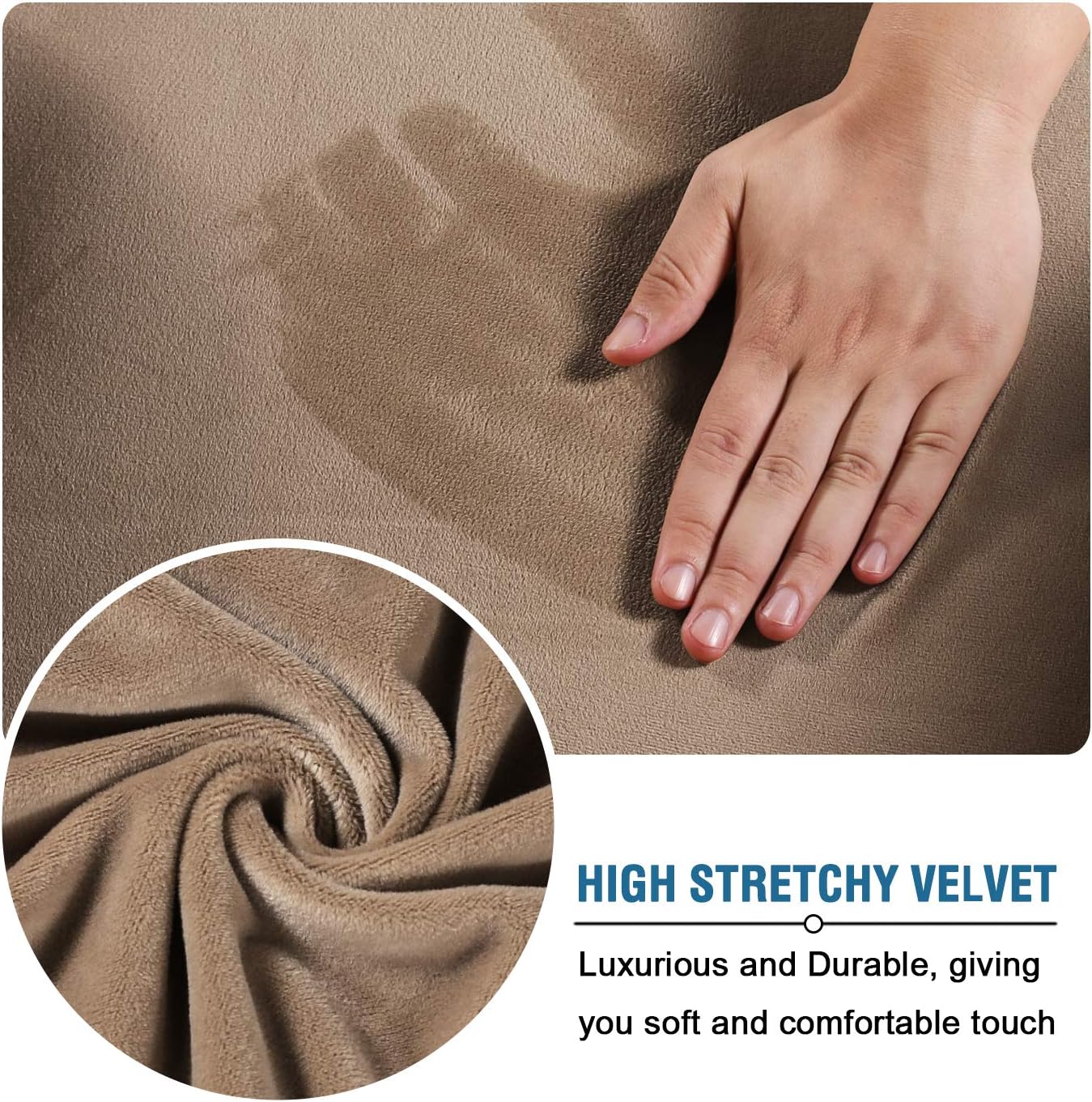 Rich Velvet Stretch 2 Piece Chair Cover Chair Slipcover Sofa Cover Furniture Protector Couch Soft with Elastic Bottom Chair Couch Cover with Arms, Machine Washable(Chair,Camel): Kitchen & Dining