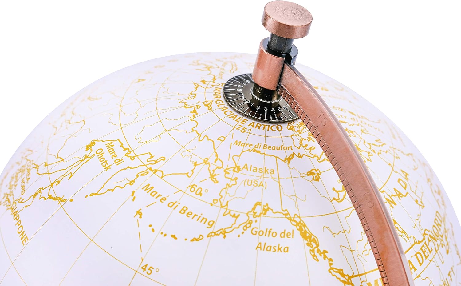 Exerz 20cm Globe Golden Colour Metallic, Educational, Geographic, Modern Desktop Decoration, Metal Arc and Base - Image 5