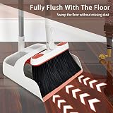 JEHONN Dustpan and Brush Set Long Handle 54in 180° Swivel Grey Red view 6