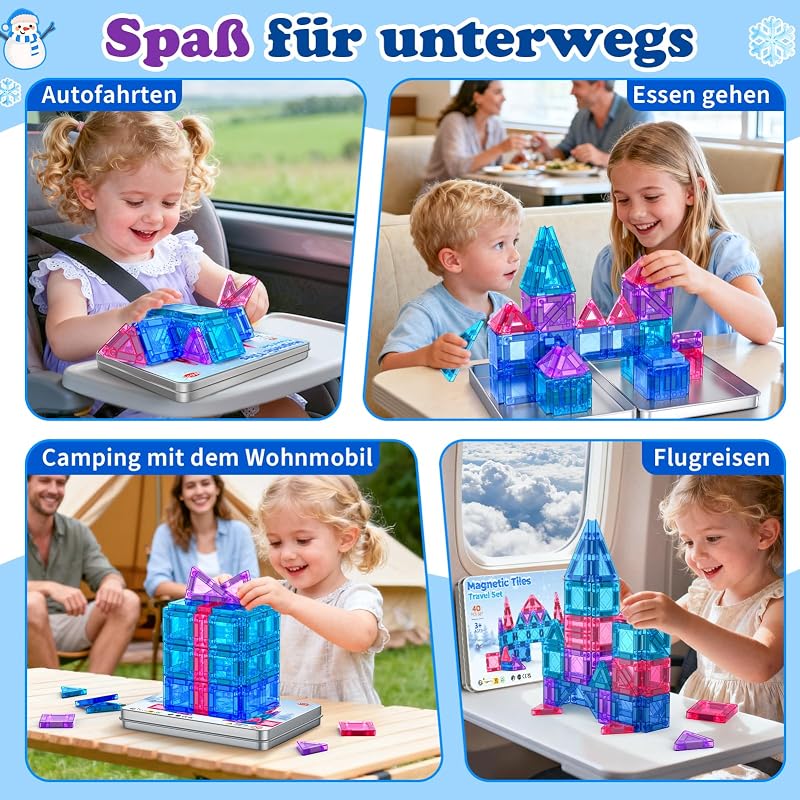 Mini Magnetische Bausteine 40PCS Magnetbausteine Reiseset Spiel