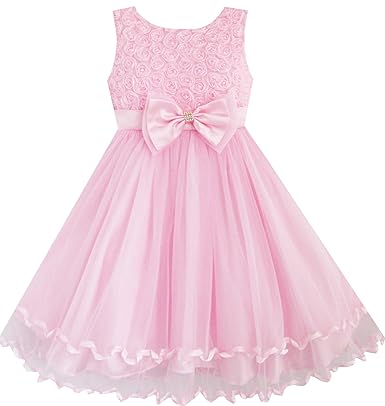 Sunboree Mädchen Kleid Lila Blume Weiß Tüll Gefaltet Hochzeit Party