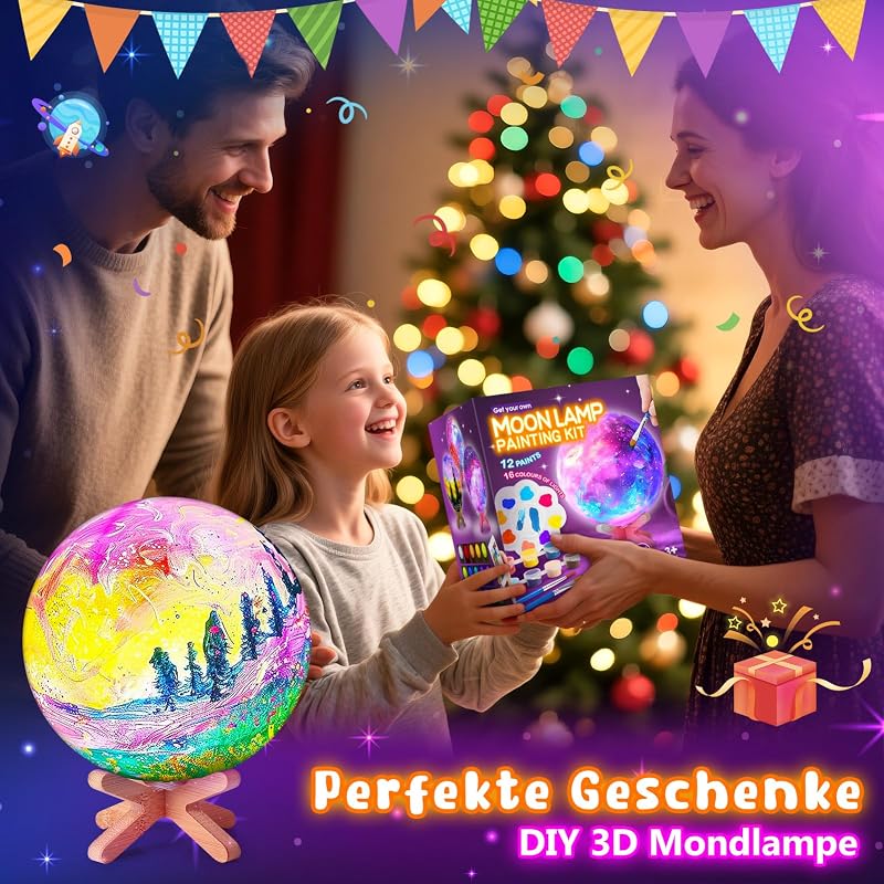 Bastelset Kinder ab 6 7 8 9 10 Jahre,Geschenke Mädchen 10 11 12 Jahre,MondLampe Basteln Mädchen 6-12 Jahre,Nachtlicht für Kinder Spielzeug ab 5-12 Jahr Junge Halloween Geburtstagsgeschenk