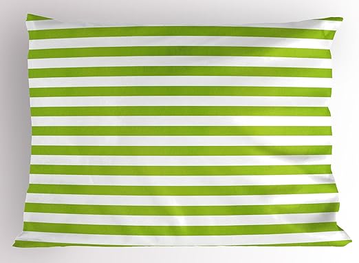 Amazon Com Ambesonne Lime Green Pillow Sham Horizontal Stripes