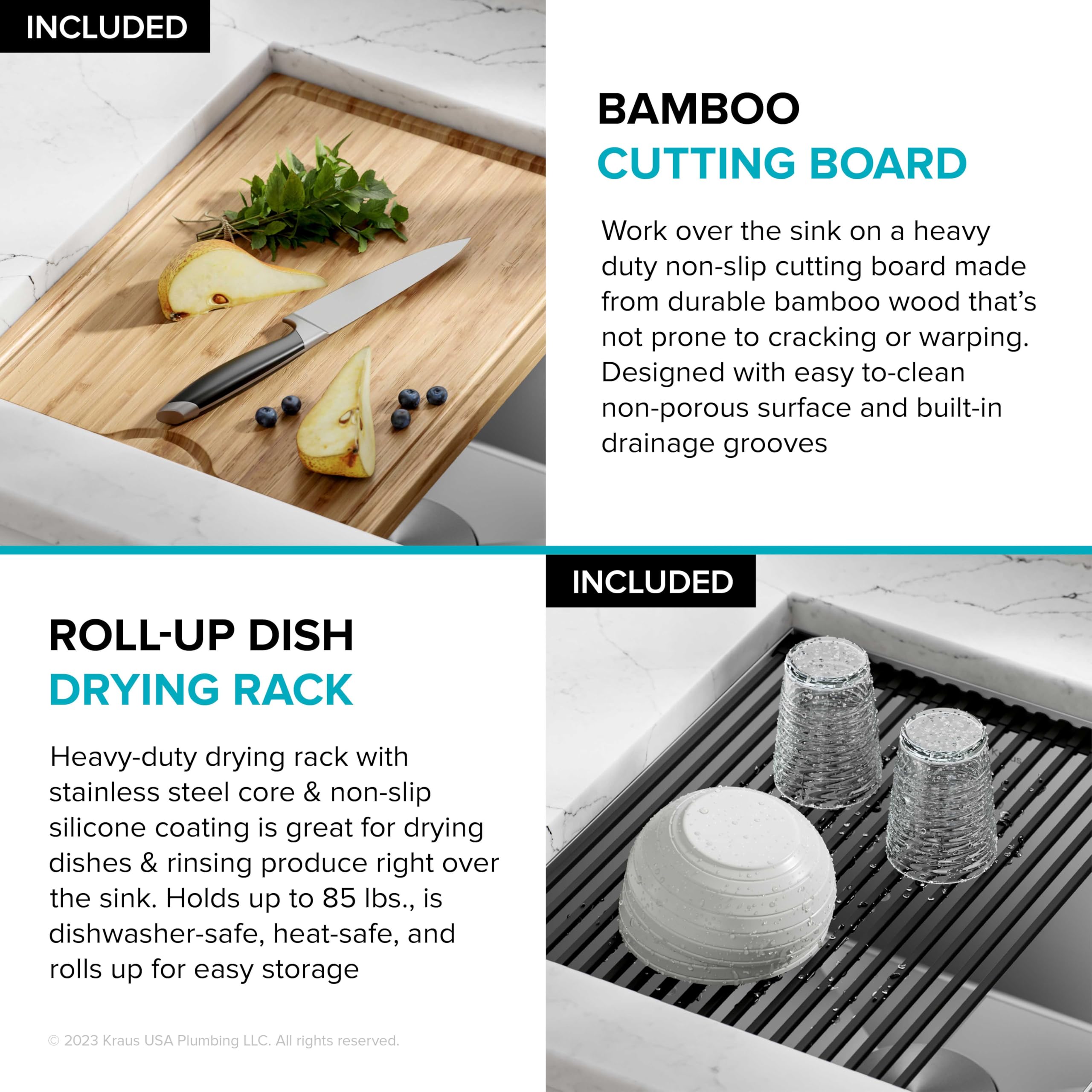 KRAUS Kore Workstation 30-inch Undermount 16 Gauge Stainless Steel Kitchen Sink, Single Bowl Kitchen Sink with Accessories, KWU110-30