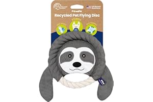 PAWSPIK Flying Disc Tug-of-War Toy, Eco-Friendly Recycled Material, Squeaker Toy for Medium and Large Dogs, for Throwing & Fetching 8.5" Diameter (Sleepy Sloth)