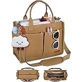 BESBESME Canvas Tote Bag for Women with Zipper & Compartments– Large Work & College Laptop Tote Crossbody Shoulder Bag