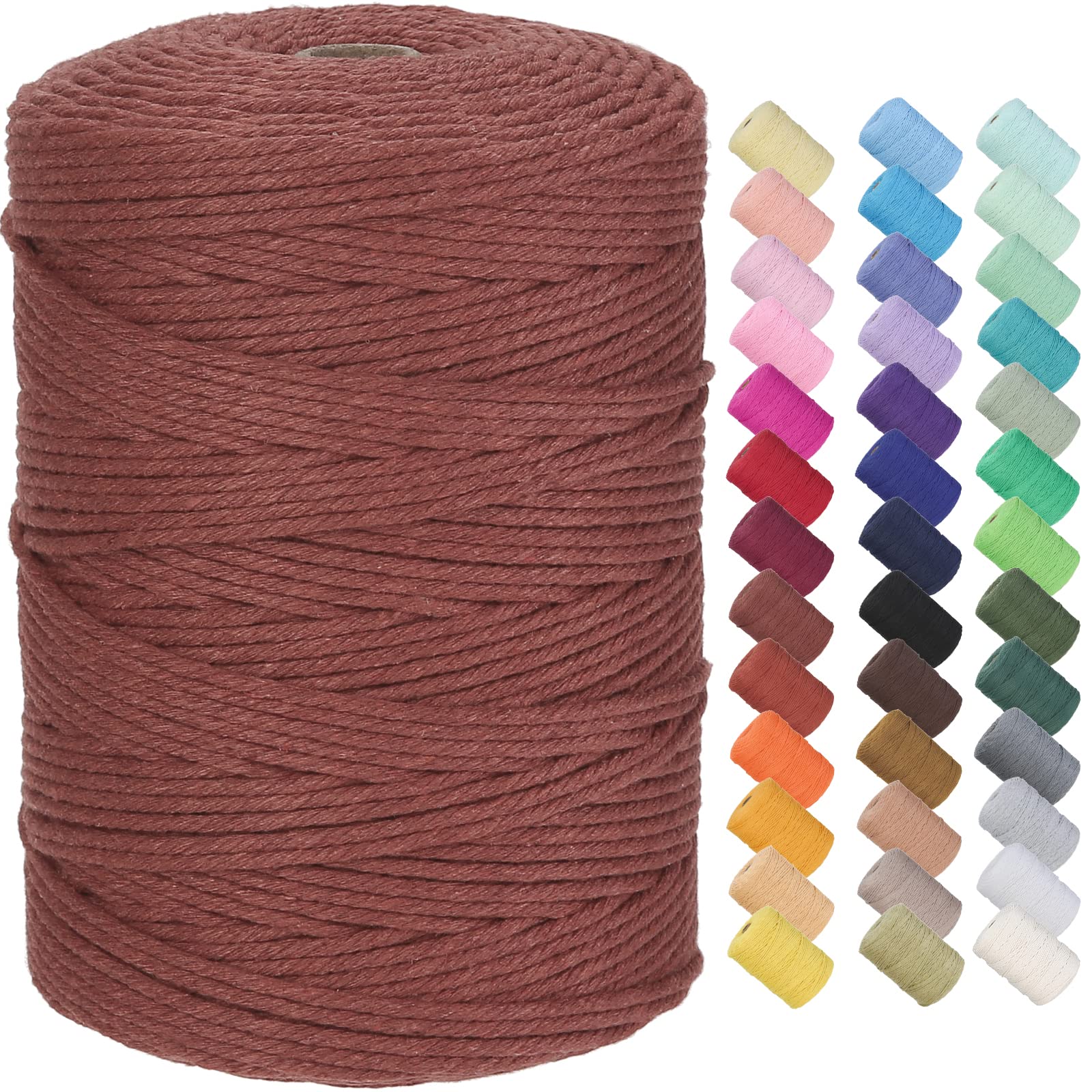 GOHOF Macrame Cord 3mm x 300m Premium Cotton Macrame Rope, 4 Strand Twisted Soft Cotton Cord, One of The Most Perfect Materials for Macrame Art, Cotton String Without Chemicals (Rust Red) — image 1