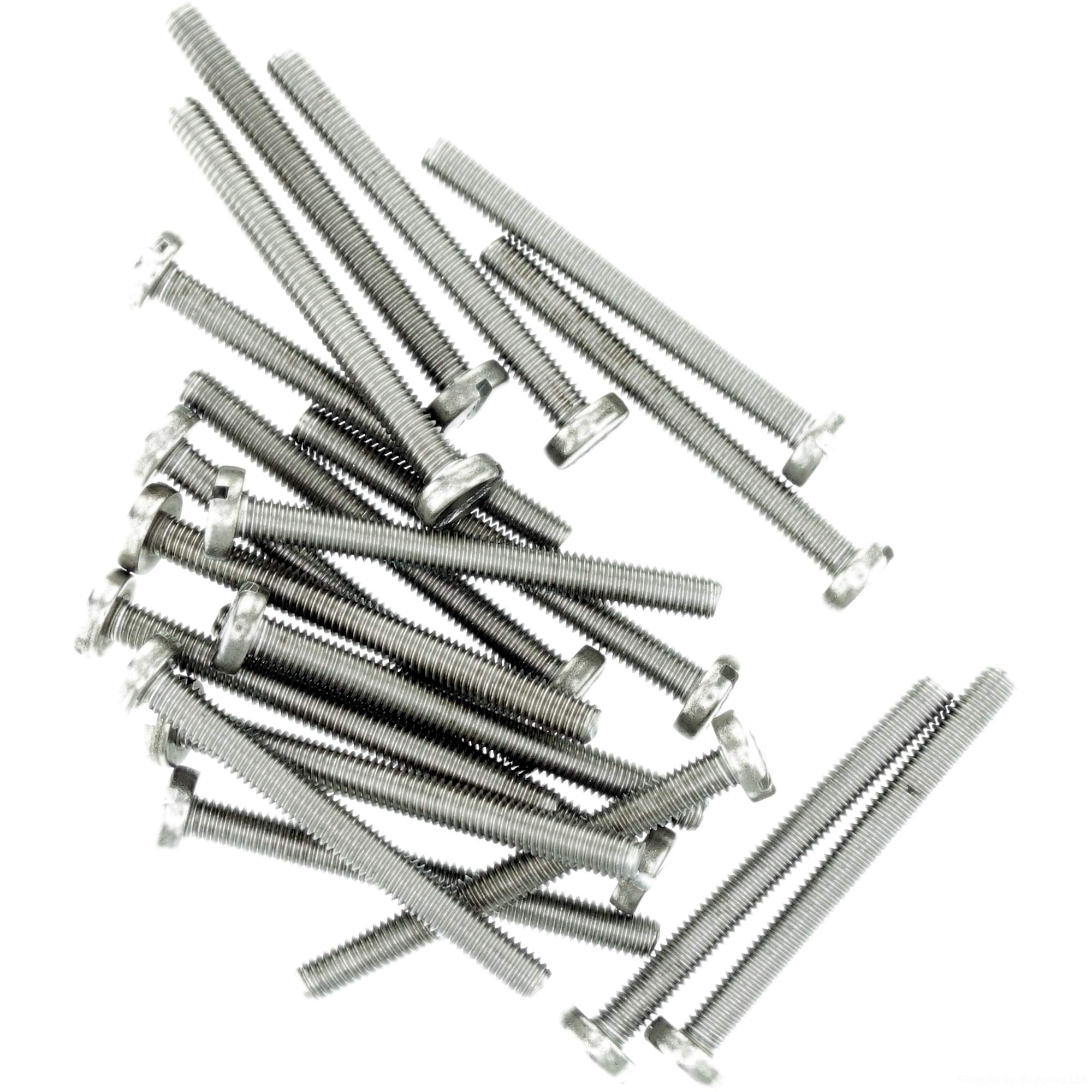 M2.5 (2.5mm x 12mm) Slot Pan Machine Screw (Bolt) - Stainless Steel (A2) (Pack of 20)