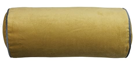 McAlister Textiles Boutique Deluxe Kollektion | Nackenrolle aus mattem Samt inkl. Füllung 45cm x 20cm in Ocker und Anthrazit 