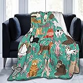 Cat Gifts Blanket 50"X40" Bed Throw Blanket Soft Lightweight Cozy Warm Blankets for Kids Teens Men Women