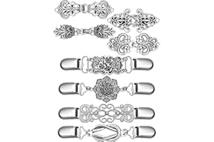 Juinte 8 Pcs Retro Sweater Clips Cinch Shawl Vintage Cardigan Collar Dress Shirt Brooch Clips for Women