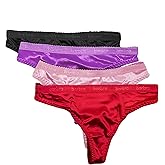 Sexy Satin Thong Panties Small to Plus Size Thongs for Women Underwear Multi Pack