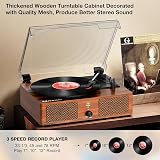Udreamer Vinyl Record Player Turntable with Built-in Speakers 3 Speed Brown view 4