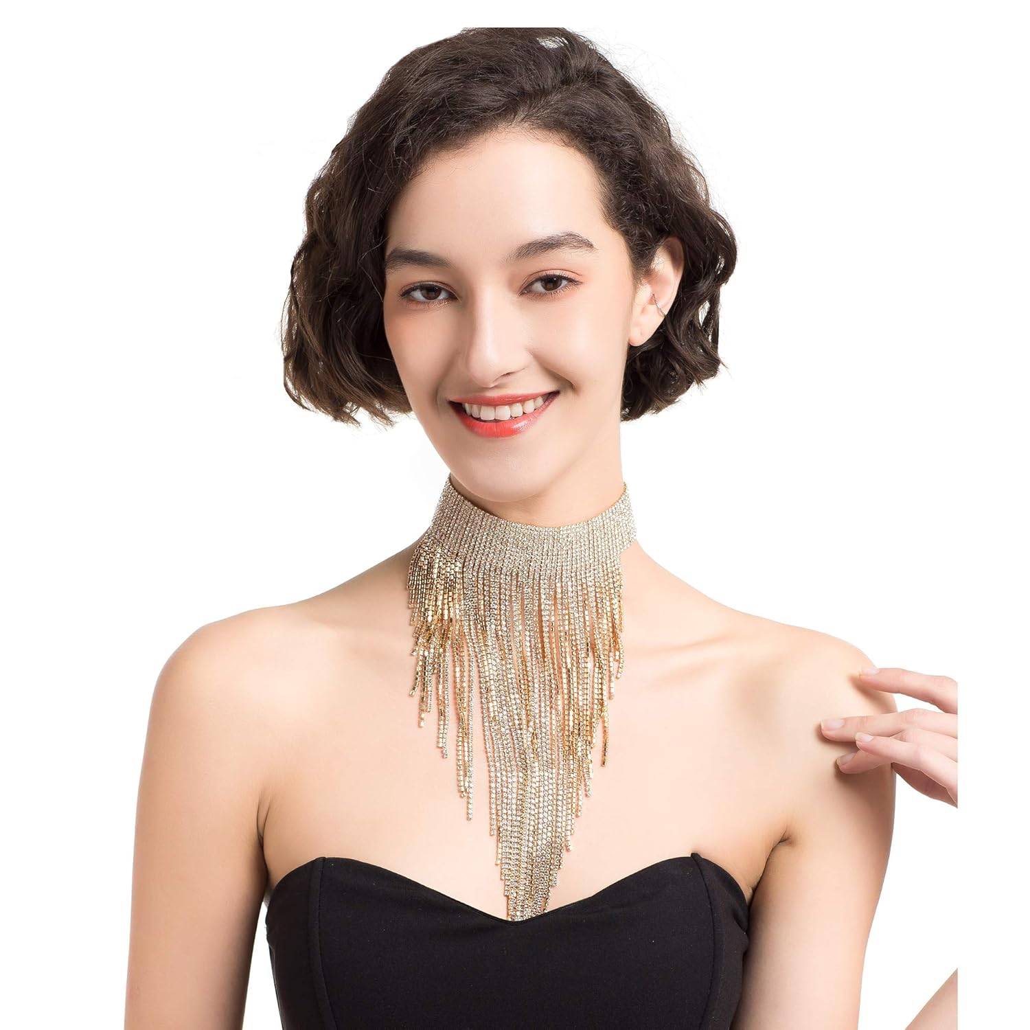 Holylove 3 Colors Tassel Collar Statement Necklace for Women Novelty