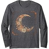 Floral Women Tshirt Vintage Boho Wildflower Botanical Flower Long Sleeve T-Shirt
