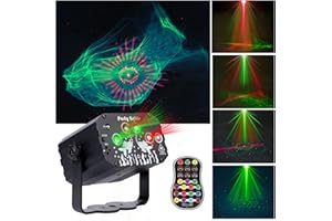 DJBOOMY DJ Disco Party Laser Lights: LED Strobe Stage Laser Light with Sound Activated Remote Control - Music RGB Lighting Show for Indoor Club Dance Christmas Rave (120 Patterns)