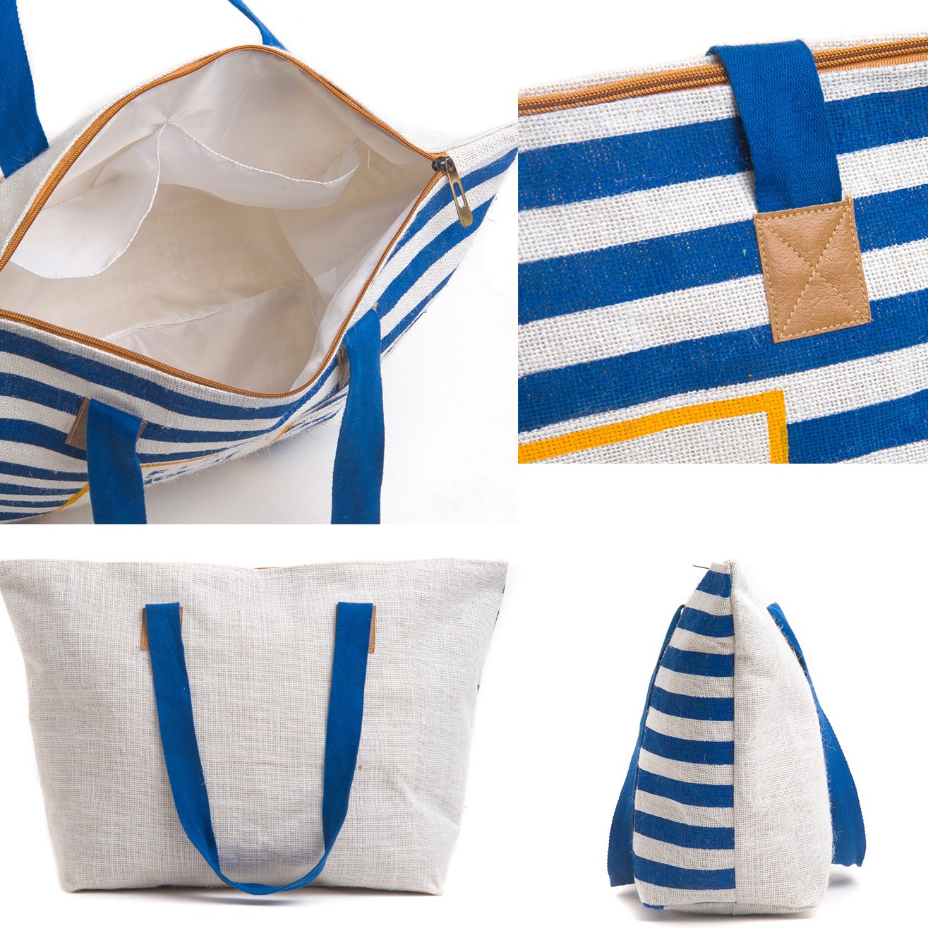 h&b women's tote bag( blue,bch-strip-blue)