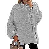 PRETTYGARDEN Women's 2026 Fall Oversized Sweaters Chunky Knit Mock Neck Long Sleeve Casual Trendy Pullover Winter Clothes