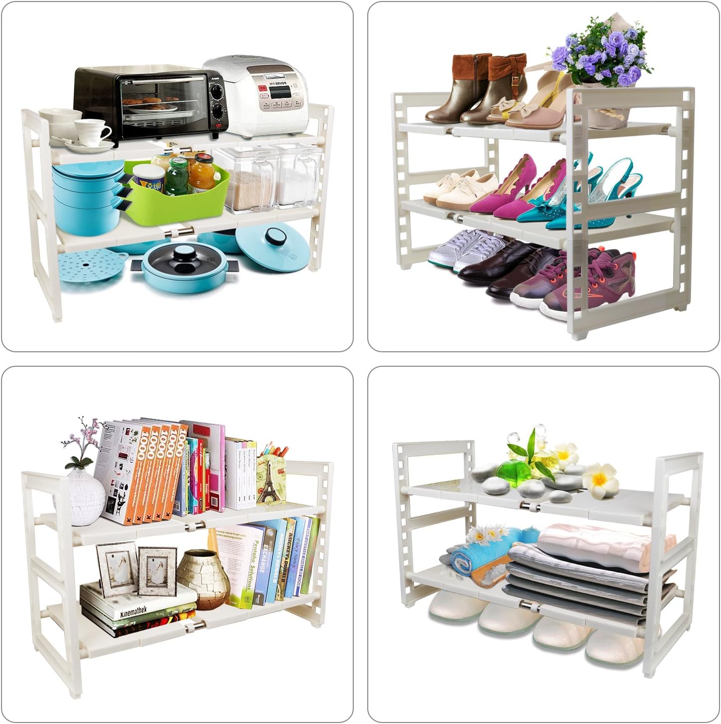 Organiseur Sous évier Extensible - 38-70cm - Acier Et Plastique - Capacité 15kg - Pour Cuisine/salle Bain