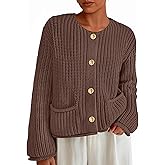PRETTYGARDEN Cardigan Sweaters for Women 2026 Trendy Oversized Knit Chunky Button Cardigans Fall Winter Outfits with Pockets