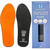 HANDARTE Memory Foam Work Insoles for Standing All Day | Premium Leather Boot Inserts for Men | Durable - 100% Natural Goatskin & Anti Sweat (US M9.5 | EU43)