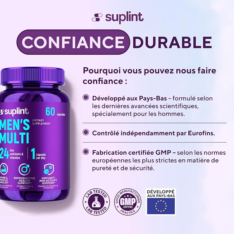 Multivitamines Homme – Vitamines, Minéraux et Compléments – 60 Gélules